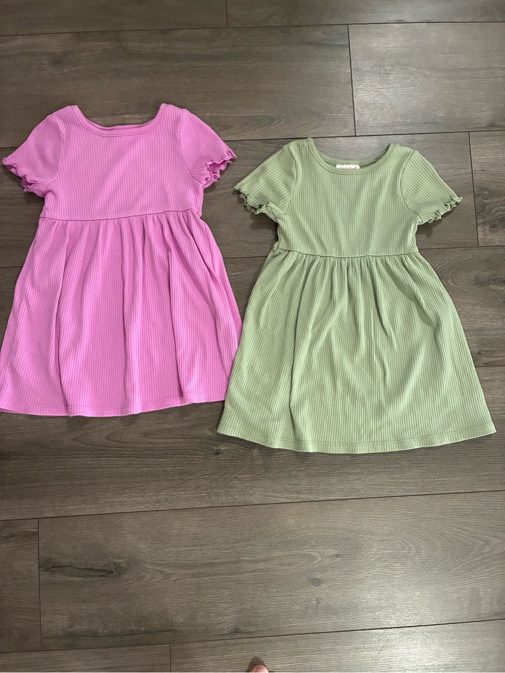 Cat & Jack Ribbed Short Sleeve Dress - Pink & Sage